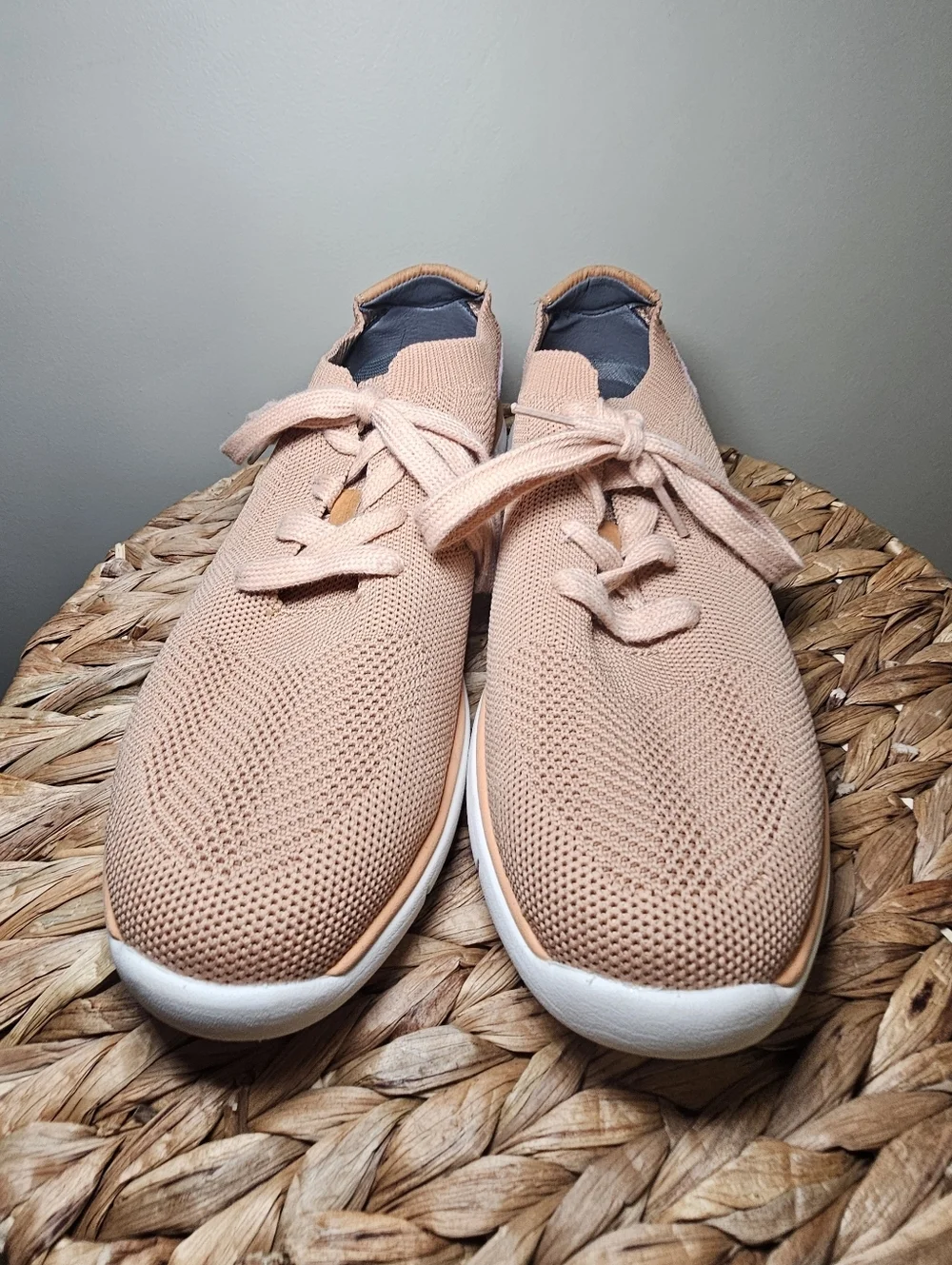Propét Sachi Slip-On Sneaker Apricot Knit Leopard Accent Comfort Shoes 8.5